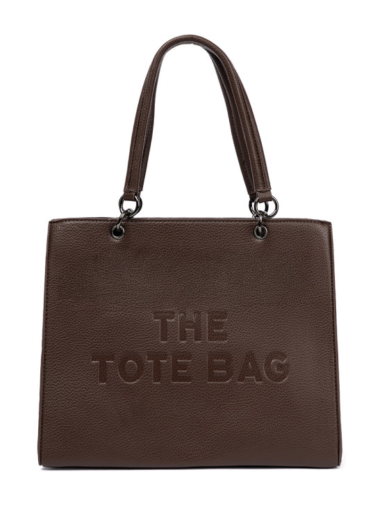 Rjava shopper torba z embosiranim napisom