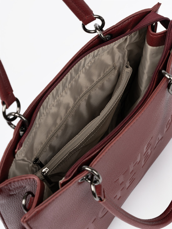 Bordo tote torbica z reliefnim napisom