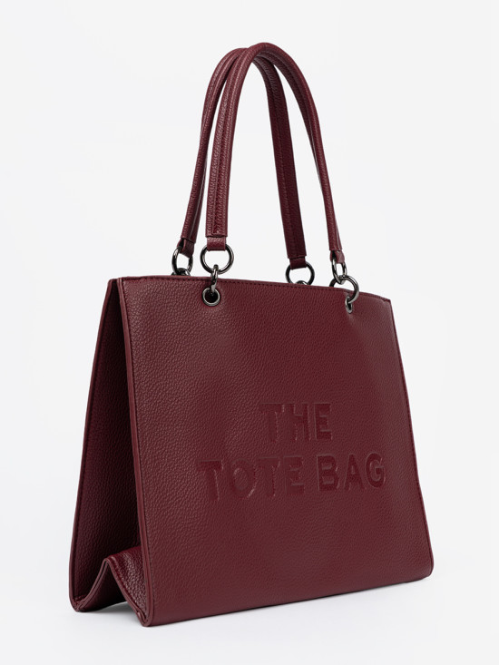 Bordo tote torbica z reliefnim napisom