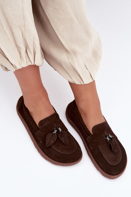 Barefoot mokasin iz naravnega semiša, rjave barve