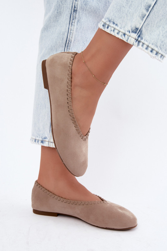 Bež balerinke s pletenim robom