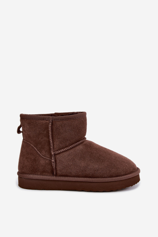Rjavi usnjeni semišasti snežni škornji s krznom