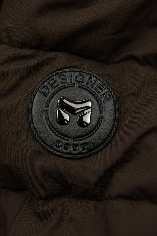 Ženska zimska jakna s kapuco rjava DESIGN