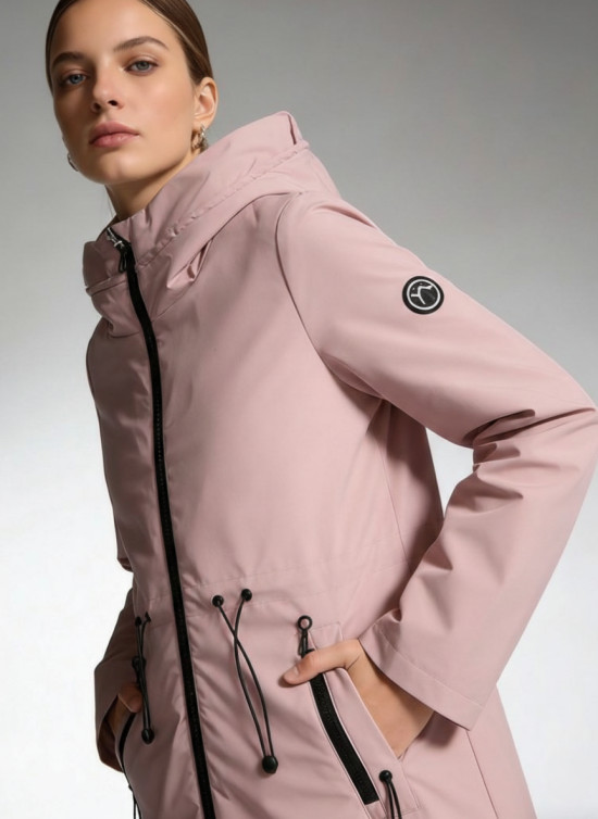 Ženska prehodna jakna s kapuco starorožnata