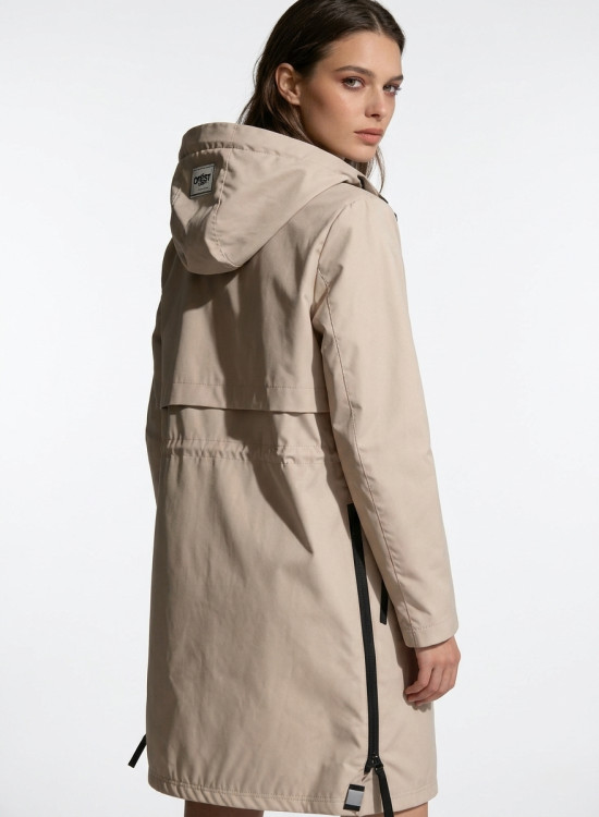 Ženska prehodna parka s snemljivo kapuco bež
