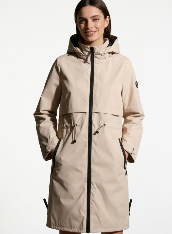Ženska prehodna parka s snemljivo kapuco bež