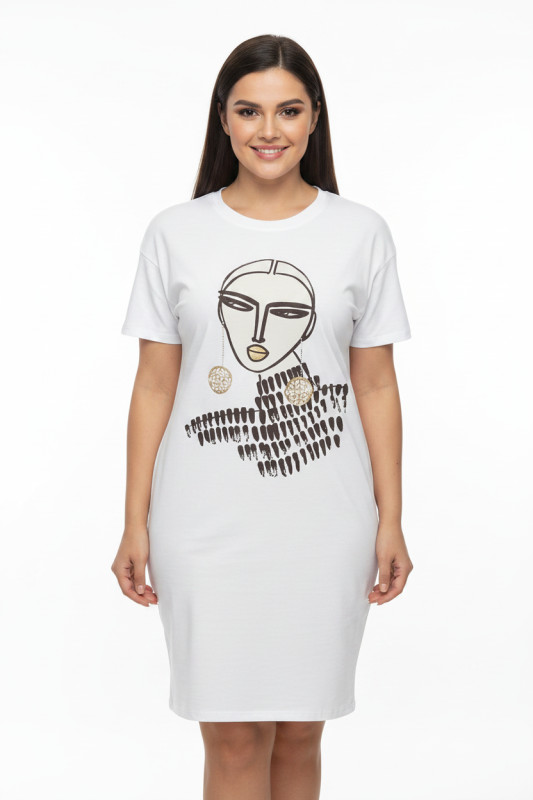 Kavnorjava večja (plus size) obleka MODEL