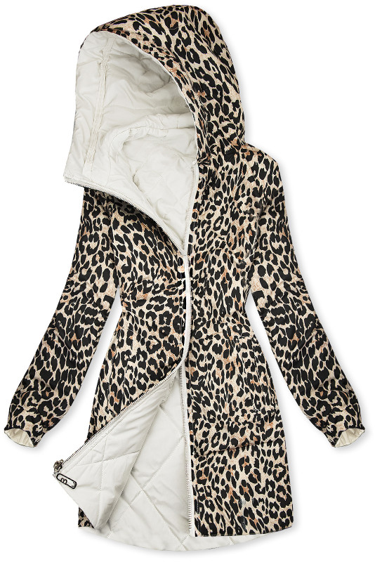 Dvostranska jakna bela/leopardji vzorec