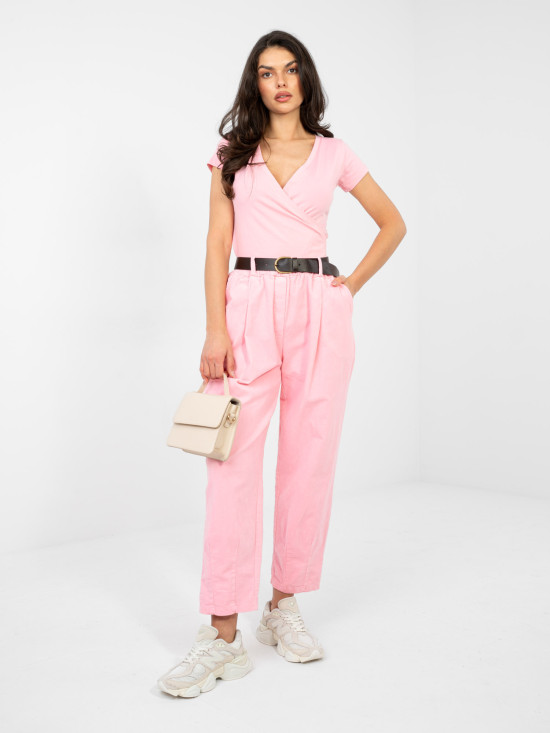 Ženska roza majica s preklopnim izrezom