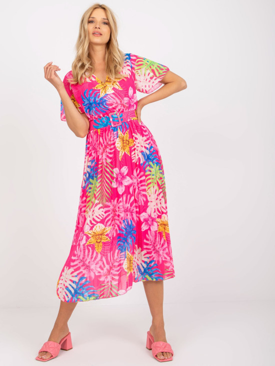 Elegantna midi obleka v temno roza