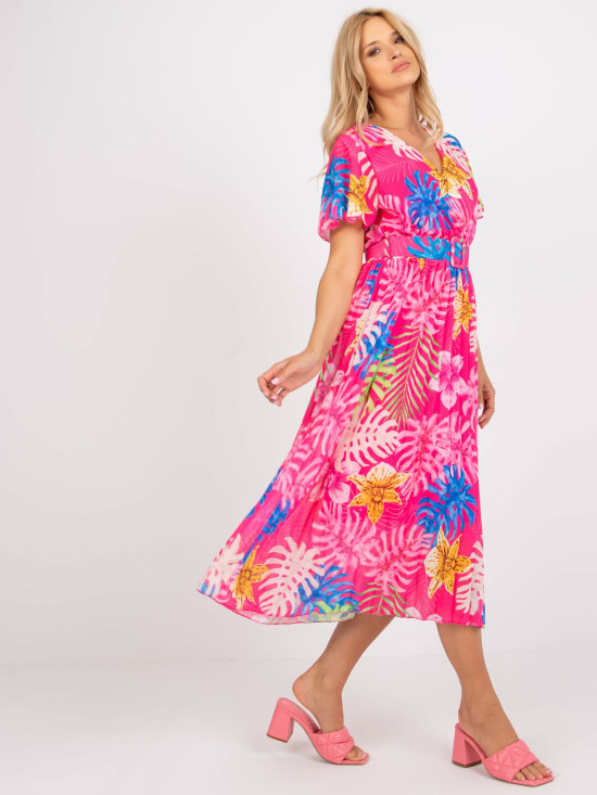 Elegantna midi obleka v temno roza