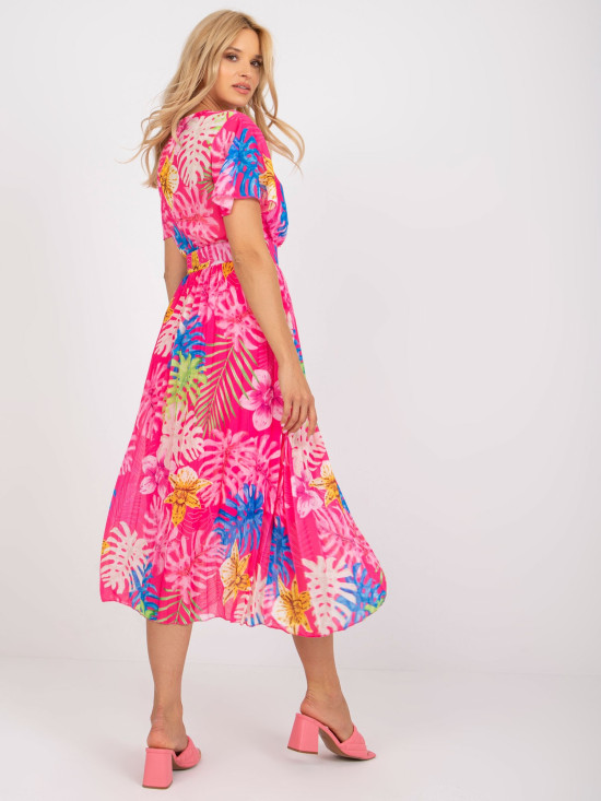 Elegantna midi obleka v temno roza