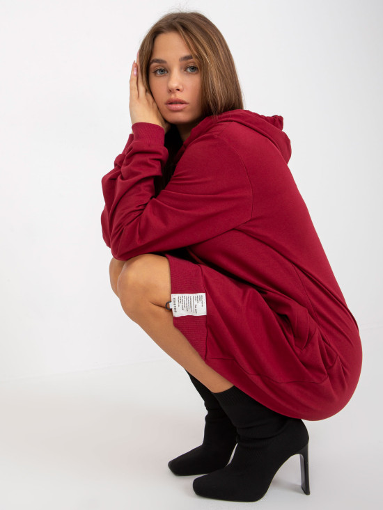 Bordo obleka s kapuco