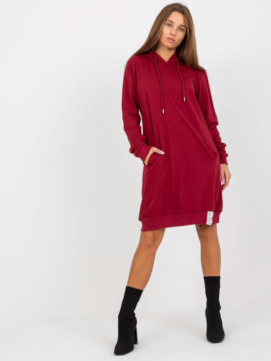 Bordo obleka s kapuco
