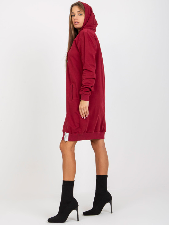 Bordo obleka s kapuco
