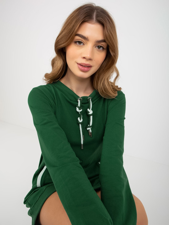 Temnozeleni mini dres s žepi