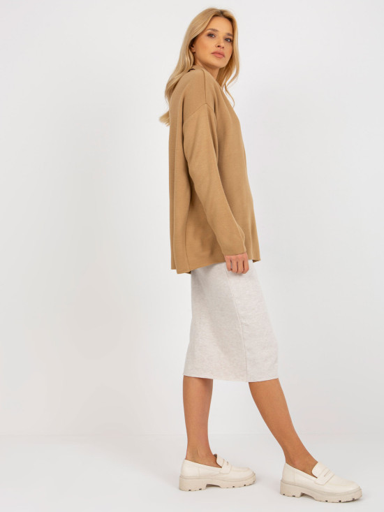 Camelov ženski oversize pulover z ovratnikom RUE PARIS