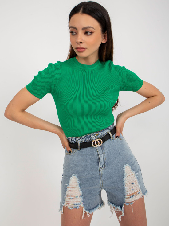 Modre ženske jeans kratke hlače z pasom