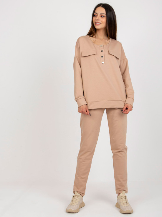 Camel barvni casual komplet s hlačami