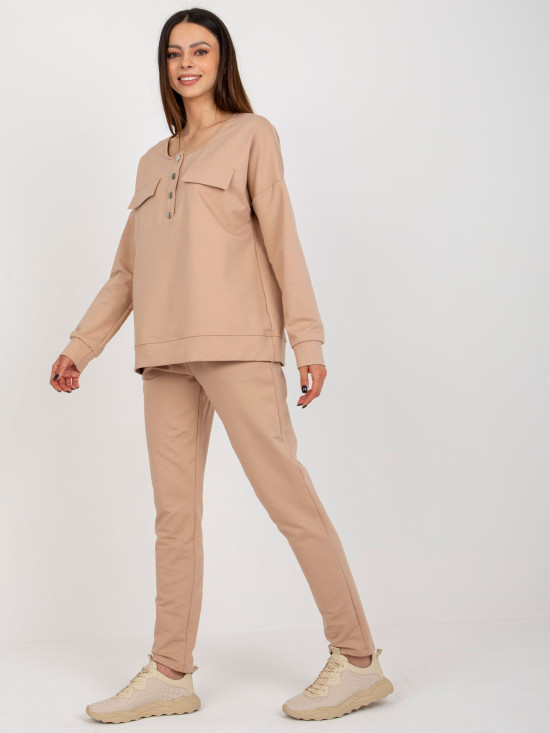 Camel barvni casual komplet s hlačami
