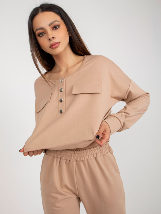 Camel barvni casual komplet s hlačami