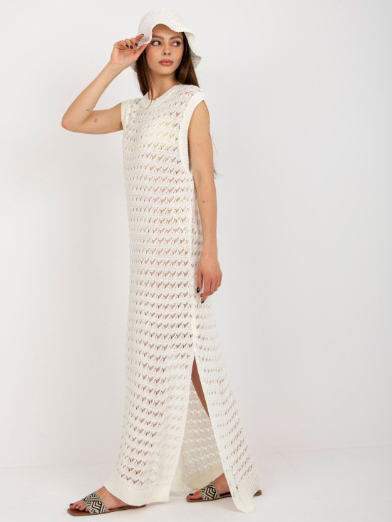 Oversize maxi obleka v ecru