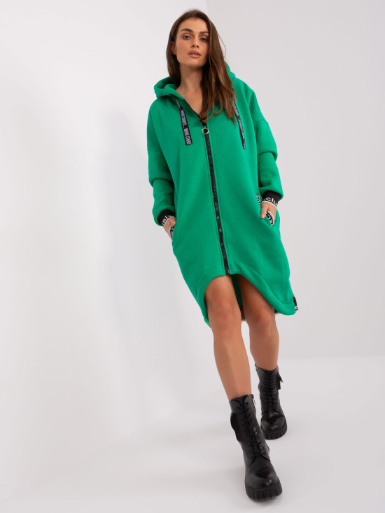 Zelena dolga kapuca bluza