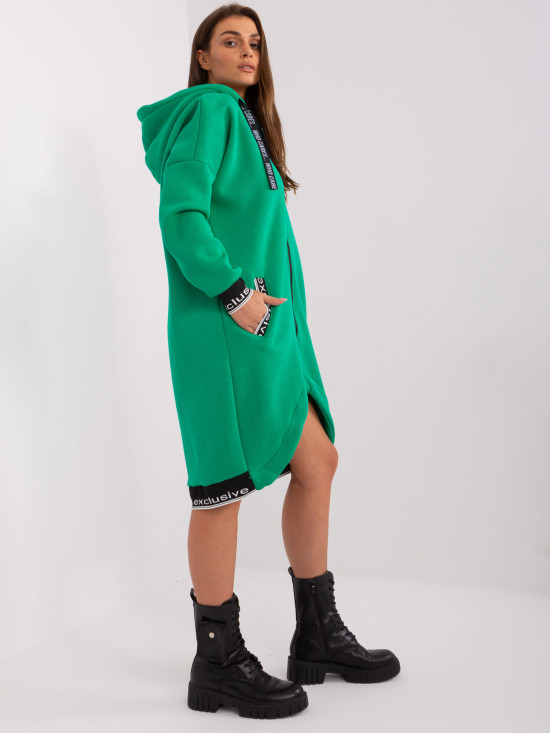 Zelena dolga kapuca bluza