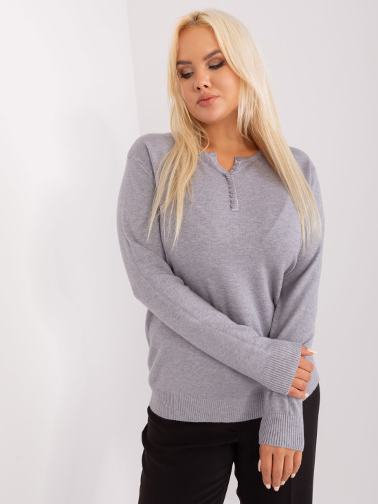 Sivý dámsky sveter plus size z viskózy