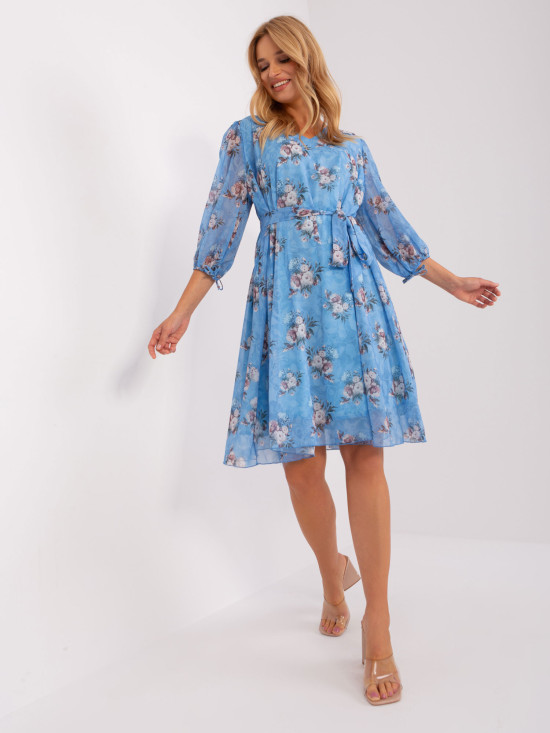 Modra oversize cvjetna haljina