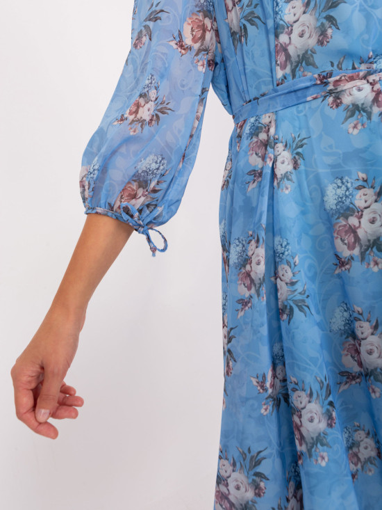 Modra oversize cvjetna haljina