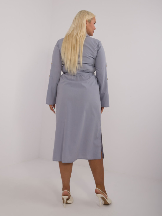 Elegantna siva obleka z dolgimi rokavi