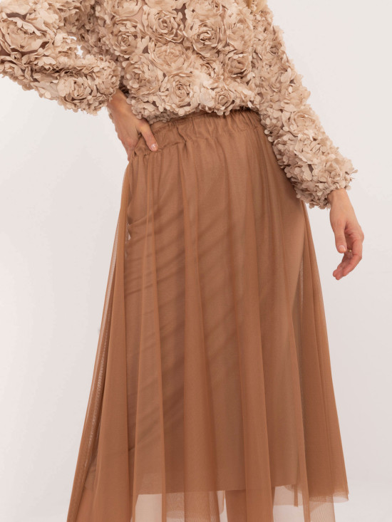 Midi tila krilo v camel barvi