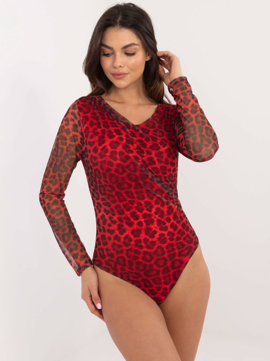 Elegantno rdeče body z dolgimi rokavi