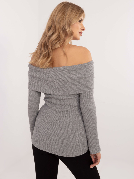 Elegantna siva pulover s dolgimi rokavi