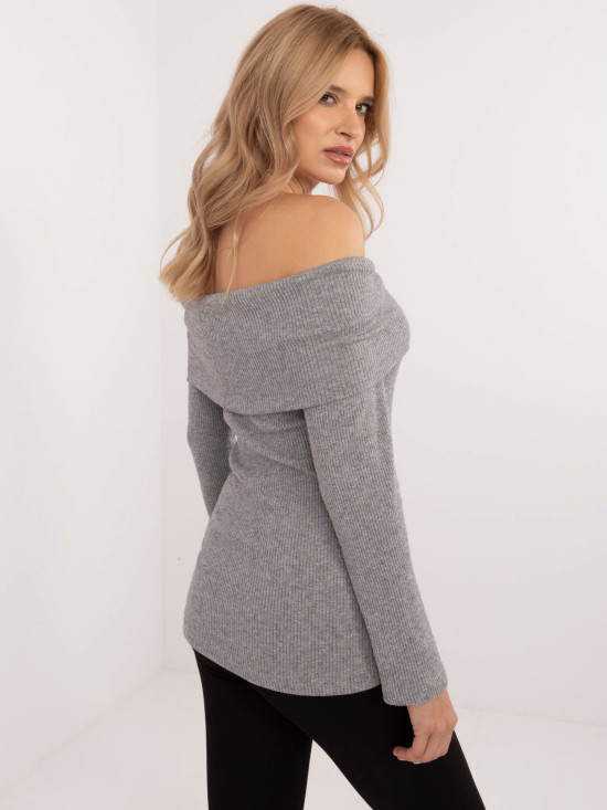 Elegantna siva pulover s dolgimi rokavi