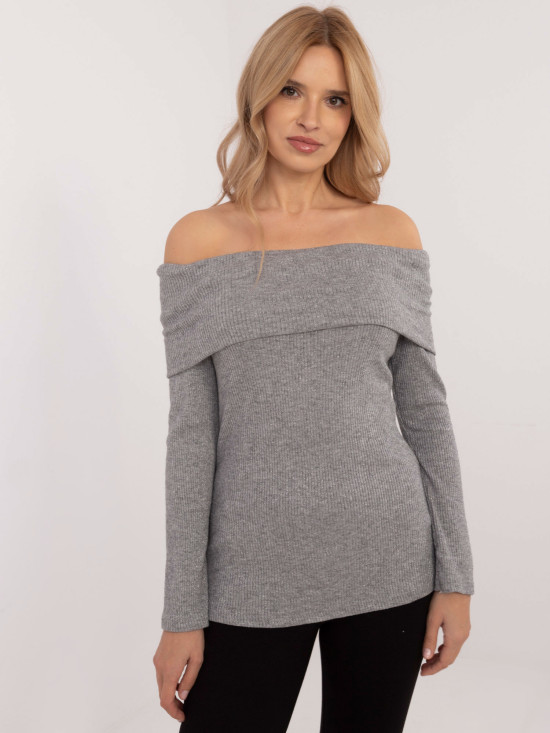 Elegantna siva pulover s dolgimi rokavi
