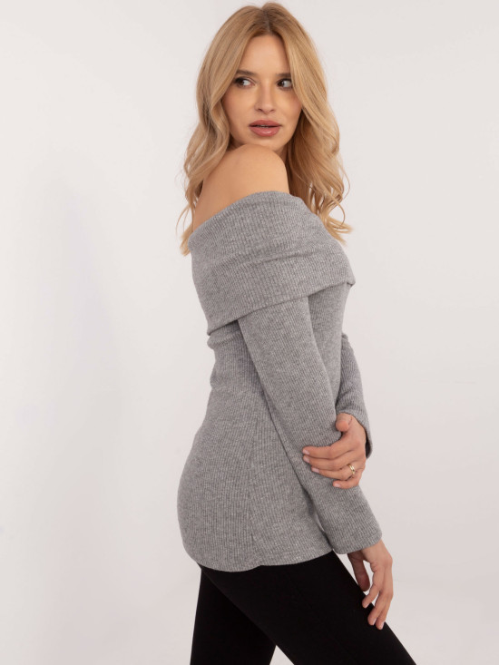 Elegantna siva pulover s dolgimi rokavi