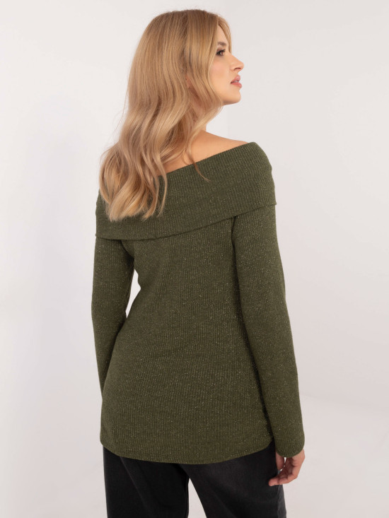 Elegantni khaki pulover z dolgimi rokavi