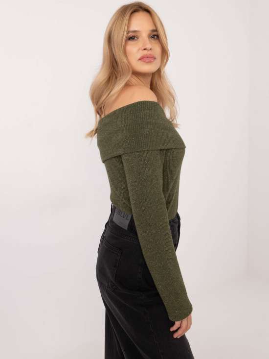 Elegantni khaki pulover z dolgimi rokavi