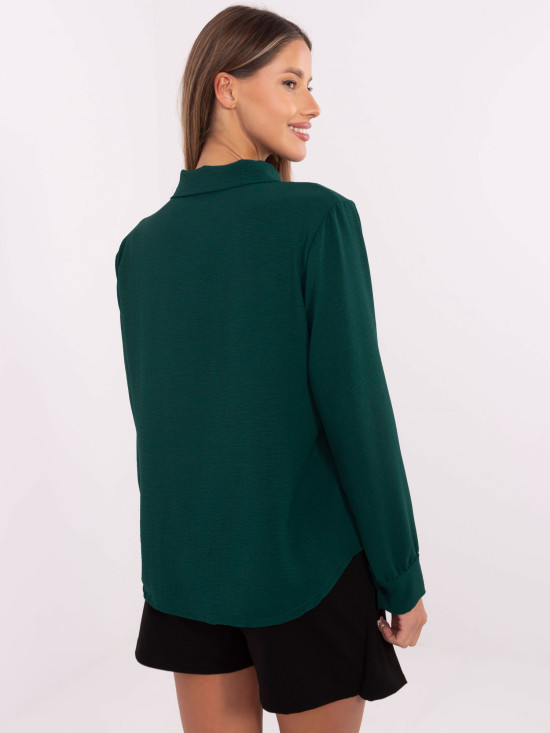 Elegantna bluza z dolgimi rokavi v temno zeleni barvi