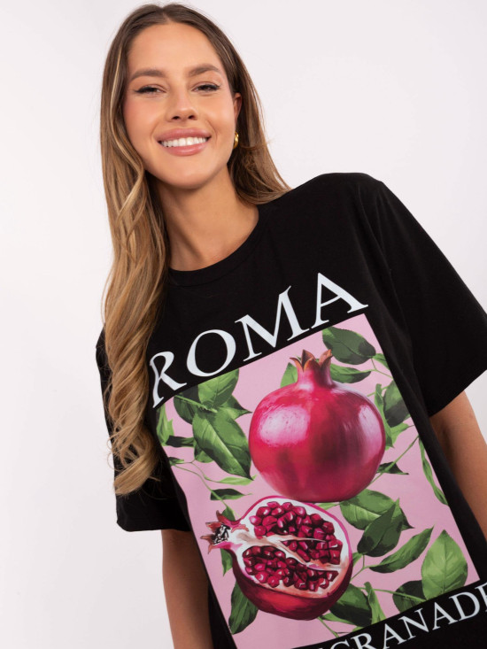 Stilska črna majica s potiskom