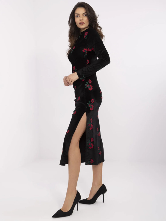 Elegantna midi obleka z dolgimi rokavi