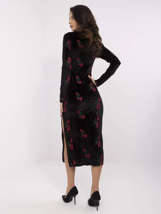 Elegantna midi obleka z dolgimi rokavi