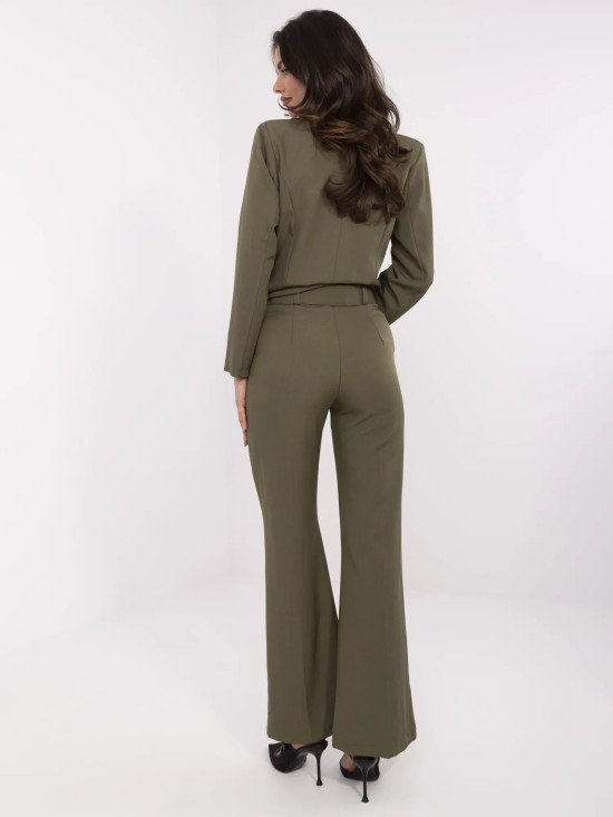 Elegantne khaki hlače z visokim pasom