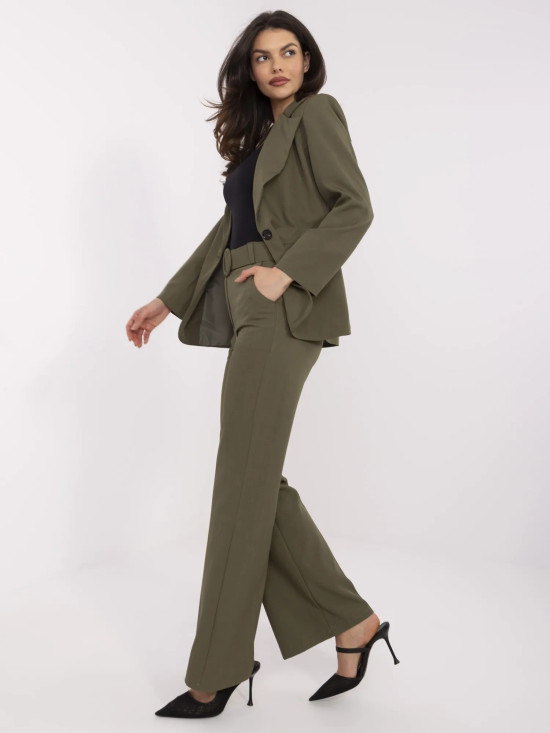 Elegantne khaki hlače z visokim pasom