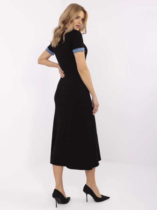 Elegantna midi obleka s kratkimi rokavi