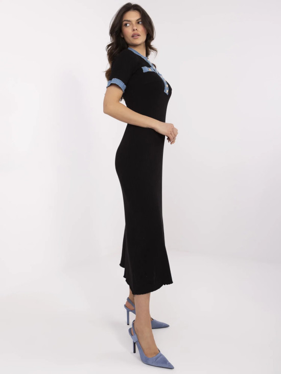 Elegantna črna midi obleka