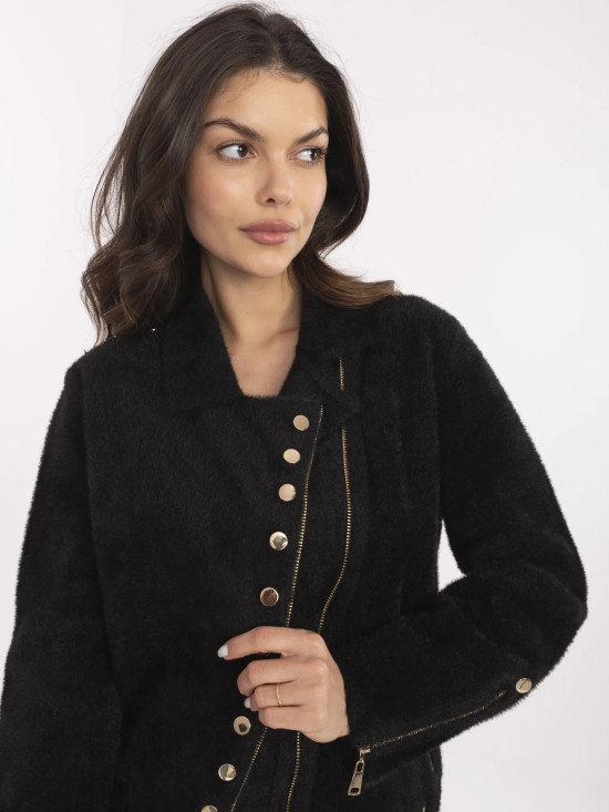Elegantna črna prehodna jakna