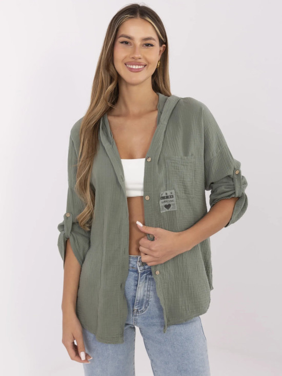 Stilska khaki srajca s kapuco